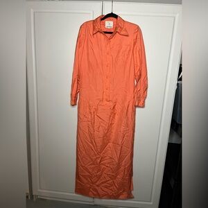 Vintage 100% Silk Button Down Maxi Dress